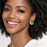 112738, ANTIQUE PAW PRINT MEDALLION STUD EARRINGS