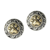 112738, ANTIQUE PAW PRINT MEDALLION STUD EARRINGS