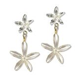 112740, CONVERTIBLE 2 IN 1 PEARLESCENT ENAMEL FLOWER DROP EARRINGS