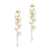 112742, ELEGANT BRIDAL CLUSTER FLOWER DROP EARRINGS