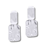 112744, HAMMERED TEXTURE GEOMETRIC DOUBLE RECTANGLE DROP EARRINGS