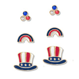 112752, USA PATRIOTIC AMERICANA STUD EARRING SET