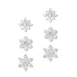 112754, CHRISTMAS AB CRYSTAL SNOWFLAKE STUD EARRING SET