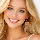 112760, HALLOWEEN THANKSGIVING SPARKLING RHINESTONE PUMPKIN DROP EARRINGS