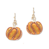 112760, HALLOWEEN THANKSGIVING SPARKLING RHINESTONE PUMPKIN DROP EARRINGS