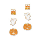 112762, HALLOWEEN CANDY CORN GHOST AND PUMPKIN STUD EARRING SET
