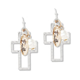 112770, FAITH AND PEARL ACCENT CUTOUT HAMMERED CROSS DANGLE EARRING