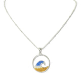 112777, OPEN CIRCLE CRUSHED STONE OCEAN WAVE PENDANT NECKLACE
