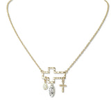 112779, FAITH AND PEARL ACCENT CUTOUT HAMMERED CROSS NECKLACE