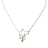112779, FAITH AND PEARL ACCENT CUTOUT HAMMERED CROSS NECKLACE