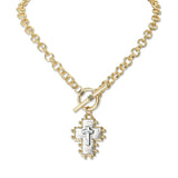 112780, Tailored Double Chain 17" NECKLACE - Cross, AN5534_MO