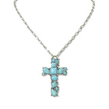 112784, WESTERN TURQUOISE CROSS PENDANT NECKLACE