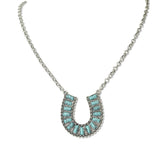 112786, WESTERN TURQUOISE HORSESHOE PENDANT NECKLACE