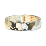 112794, METALLIC HAMMERED PANEL STRETCH BRACELET