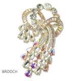 112805, MULTI SHAPE CRYSTAL CASCADING STATEMENT BROOCH PIN