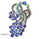 112805, MULTI SHAPE CRYSTAL CASCADING STATEMENT BROOCH PIN