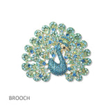 112806, CRYSTAL PEACOCK STATEMENT BROOCH PIN