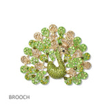 112806, CRYSTAL PEACOCK STATEMENT BROOCH PIN
