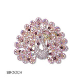 112806, CRYSTAL PEACOCK STATEMENT BROOCH PIN