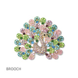 112806, CRYSTAL PEACOCK STATEMENT BROOCH PIN