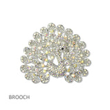 112806, CRYSTAL PEACOCK STATEMENT BROOCH PIN