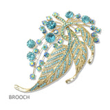 112807, CRYSTAL RHINESTONE LEAF AND SPRAY STATEMENT BROOCH PIN