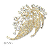 112807, CRYSTAL RHINESTONE LEAF AND SPRAY STATEMENT BROOCH PIN