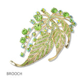 112807, CRYSTAL RHINESTONE LEAF AND SPRAY STATEMENT BROOCH PIN