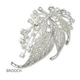 112807, CRYSTAL RHINESTONE LEAF AND SPRAY STATEMENT BROOCH PIN