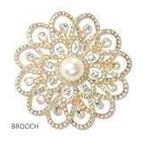 112808, PEARL AND CRYSTAL OPENWORK FLOWER BROOCH PIN