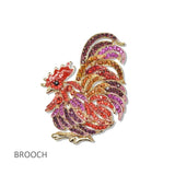 112809, CRYSTAL ROOSTER STATEMENT BROOCH PIN