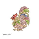 112809, CRYSTAL ROOSTER STATEMENT BROOCH PIN