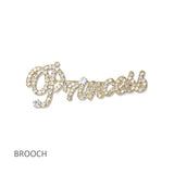 112802, PRINCESS PAVE CRYSTAL SCRIPT WORD BROOCH PIN