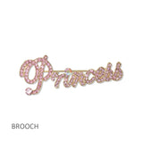 112802, PRINCESS PAVE CRYSTAL SCRIPT WORD BROOCH PIN