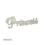 112802, PRINCESS PAVE CRYSTAL SCRIPT WORD BROOCH PIN