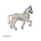 112811, CRYSTAL HORSE STATEMENT BROOCH PIN