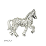112811, CRYSTAL HORSE STATEMENT BROOCH PIN