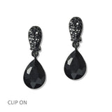 112813, CRYSTAL TEARDROP CLIP ON EARRINGS