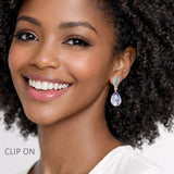 112813, CRYSTAL TEARDROP CLIP ON EARRINGS