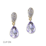 112813, CRYSTAL TEARDROP CLIP ON EARRINGS