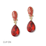 112813, CRYSTAL TEARDROP CLIP ON EARRINGS