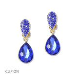 112813, CRYSTAL TEARDROP CLIP ON EARRINGS
