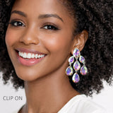 112814, CRYSTAL CHANDELIER CLIP ON EARRINGS