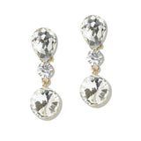 112815, TEARDROP AND ROUND CRYSTAL TIERED DROP CLIP ON EARRINGS