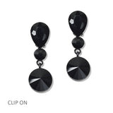 112815, TEARDROP AND ROUND CRYSTAL TIERED DROP CLIP ON EARRINGS