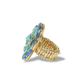 112819, CRYSTAL RHINESTONE FLOWER STRETCH RING
