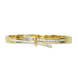 112824, STAINLESS BYPASS CRYSTAL HINGED BANGLE BRACELET