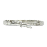 112824, STAINLESS BYPASS CRYSTAL HINGED BANGLE BRACELET