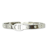 112825, STAINLESS STEEL CUTOUT EMBLEM CRYSTAL HINGED BANGLE BRACELET