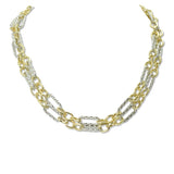 112827, 14K GOLD PLATED, 36 INCH TWO TONE CONVERTILE WRAP LINK CHAIN NECKLACE